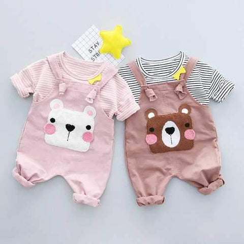 Cute Kids Suspender Clothing Set