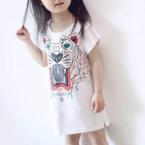 Tiger Printed Girl Summer Dress