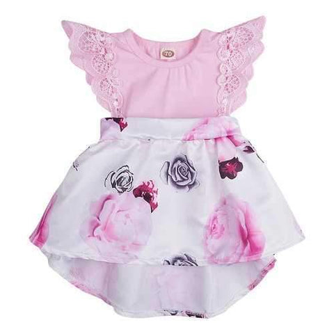 Lace Shoulder Baby Girls Flower Dresses