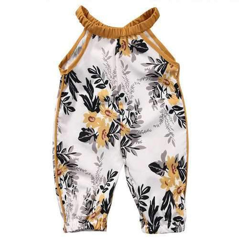 Strap Leisure Floral Baby Girls Romper