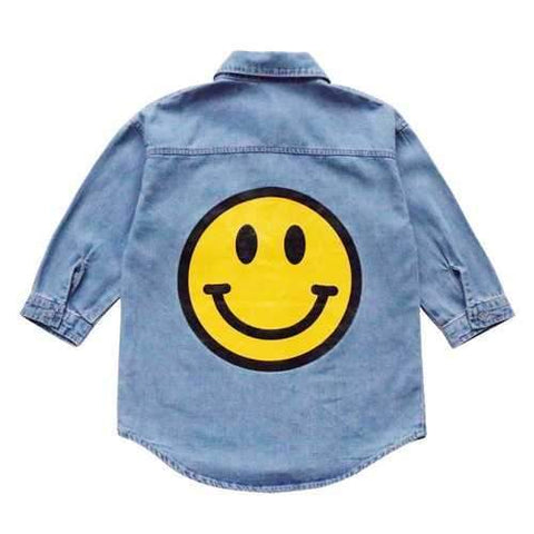 Smile Printed Kids Girls Jeans Jacket