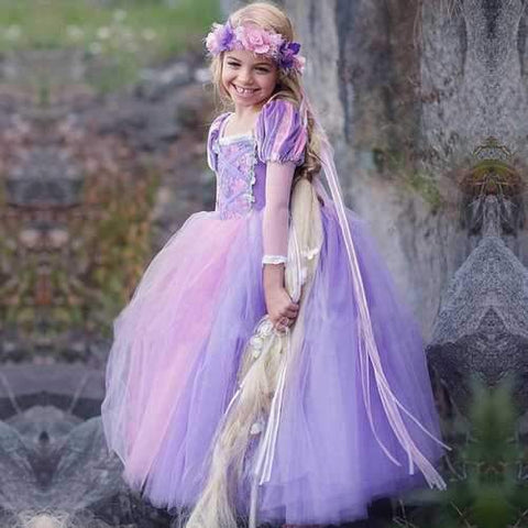 Purple Kids Girls Princess Costume Dress