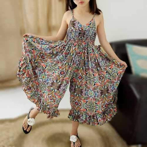 Bohemian Style Girls Printed Jumpsuit