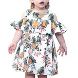 Off Shoulder Summer Style Printed Girls Dresses