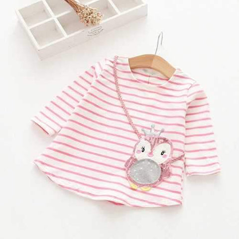 Stripe with Owl Pattern Girls Tops