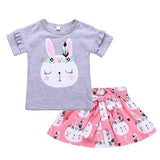 Rabbit Printed Toddler Girls Skirt Set