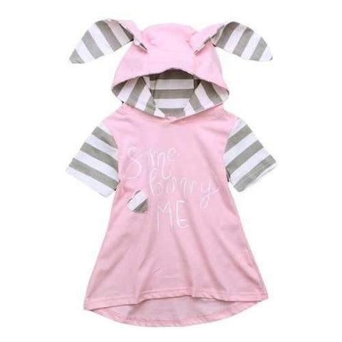 Bunny Ear Girls Hooded Dresses