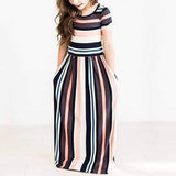 Stripe Girls Maxi Party Dress