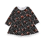 Football Pattern Girls Long Sleeve Dress