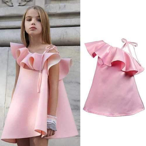 Pink Girls Off Shoulder Tunic Dress