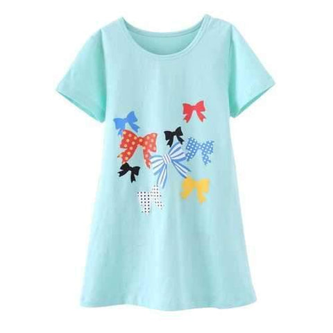 Heart Cat Pattern Girls Comfy Dresses