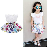 2Pcs Printed Girls Summer Skirt Set