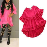 Solid Color Girls Ruffle Shirt For 1Y-7Y