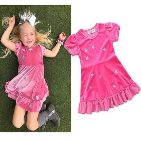 Star Pattern Girls Dress For 1Y-7Y