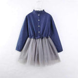 Denim Mesh Toddlers Princess Dresses