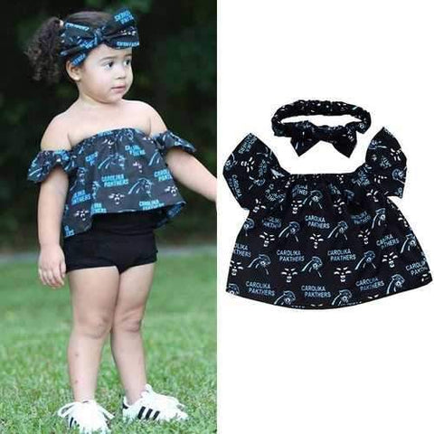 Off Shoulder Baby Girls Tops with Headband