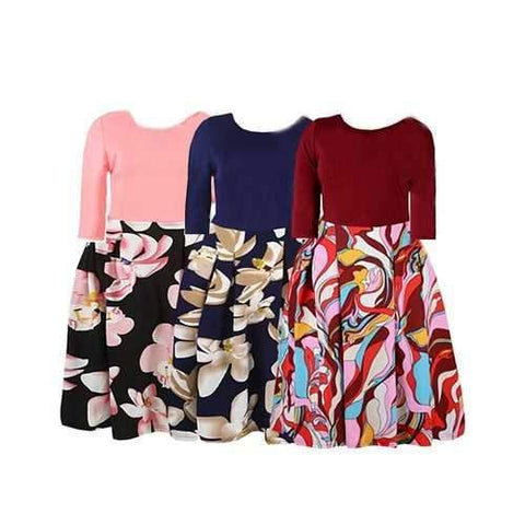 Spring Girls Kids Long-sleeved Print Dress