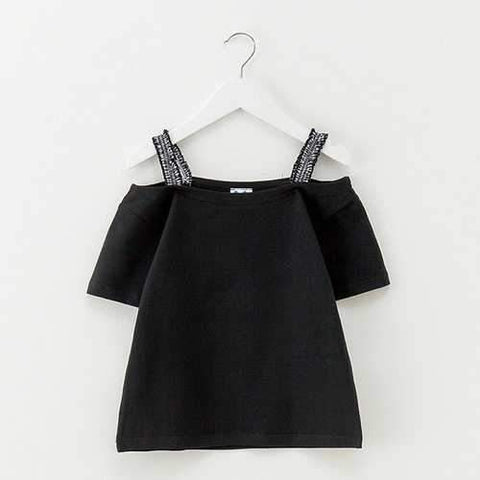 Black Off Shoulder Girls Tops