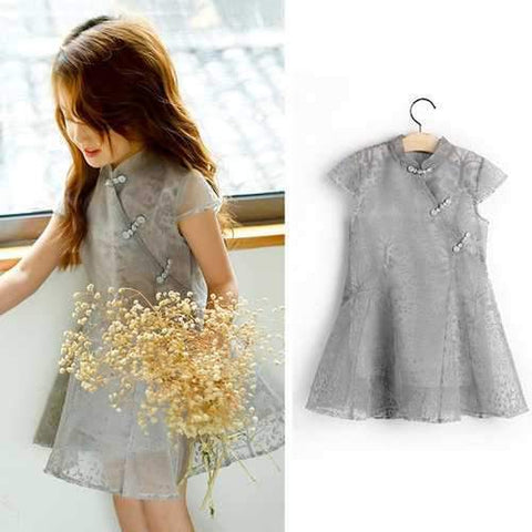 Vintage Chinese Style Girls Dress For 4Y-15Y