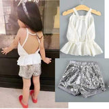 Girls Halter Top + Sequins Pants Clothing Sets