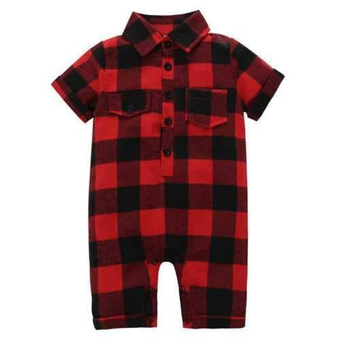 Plaid Soft Baby Boys Romper