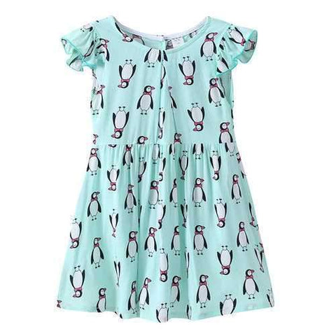 Penguin Printed Girls Summer Dresses