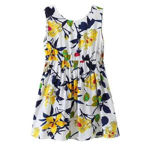 Flower Printed Toddlers Summer Dresses