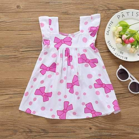 Bowknot Print Toddlers Girls Flower Dresses