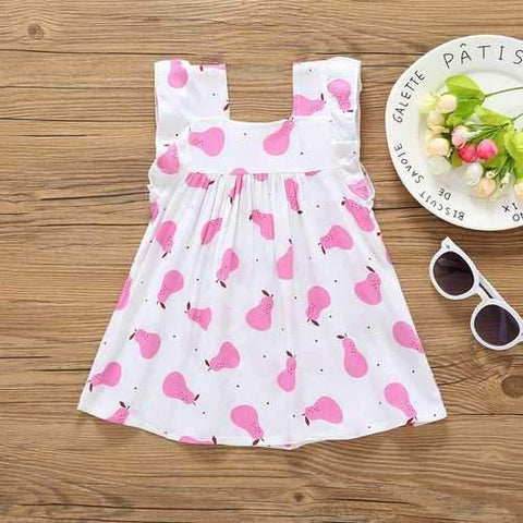 Fruit Printed Toddlers Girls Summer Dresses