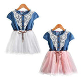 Tutu Patch Denim Blue Girls Dress