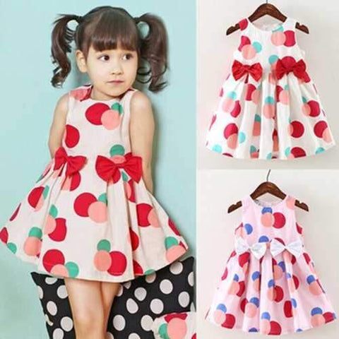 Polka Dot Girls Party Dress For 1-11 Years