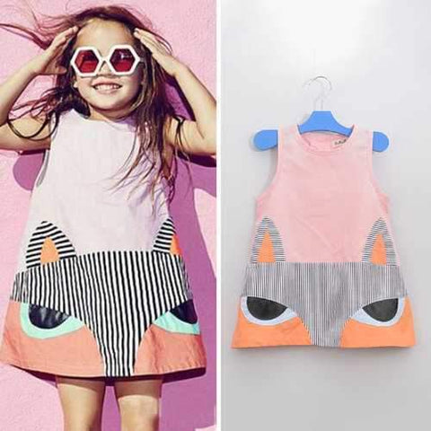 Fox Printed Toddlers Sleeveless Dresses