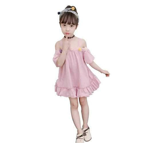 Off shoulder Girls Kids Ruffle Dresses