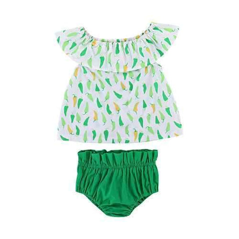 2Pcs Green Chili Baby Short Sets