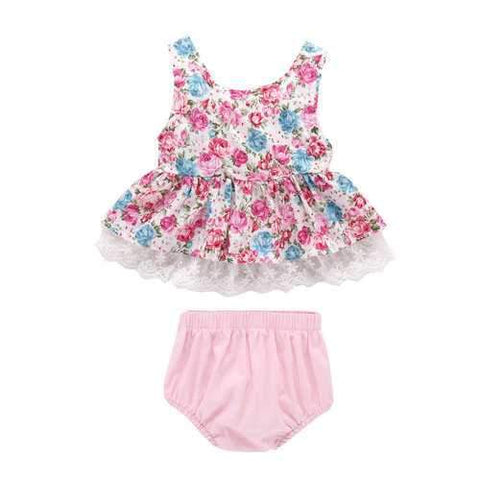 Floral Lace Baby Girls Sets For 0-24M