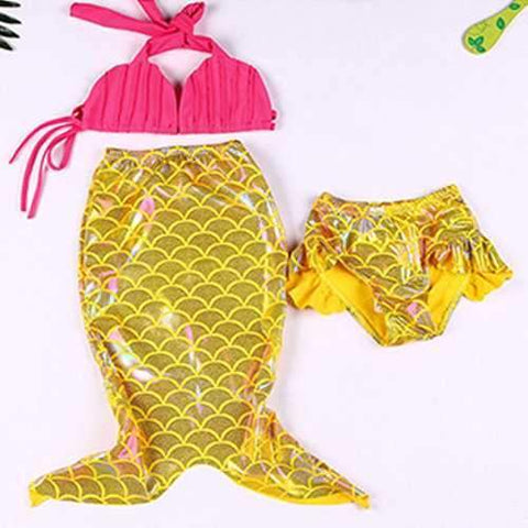 3Pcs Mermaid Girls Swim Set For 1Y-9Y