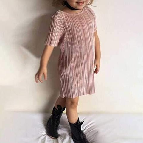 Solid Color Girls Dress For 1-7 Years