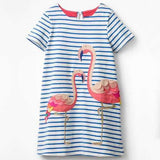 Flamingo Girls Striped Dress For 1Y-7Y