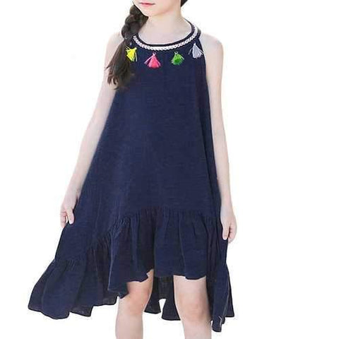 Soft Cotton Girls Beach Dress For 4-15Y