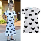 Cat Pattern Toddlers Girls Dresses