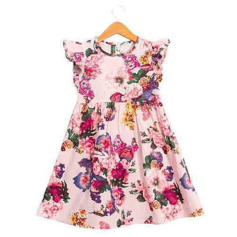 Floral Girls Sleeveless Dress For 2Y-11Y