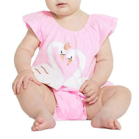 Swan Printed Baby Cotton Rompers