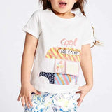 Print Toddlers Girls Cotton Tops For 1Y-9Y