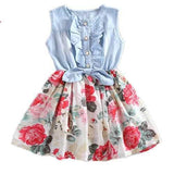 Flower Girls Denim Vest Dresses For 2Y-13Y