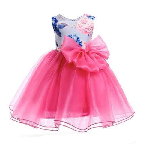 Big Bow Toddlers Girls Flower Dresses