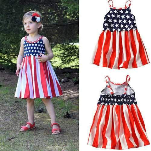 Girls Printed Strap Pleated Dress