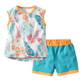 Feather Print Girls Clothing Set