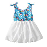 Bee Print Backless Girls Dress For 1Y-7Y