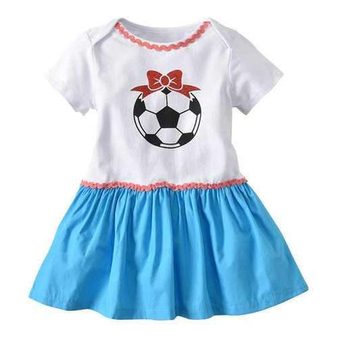 Soccer Baby Girls Romper Dress For 0-24M