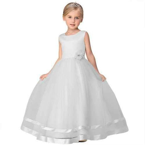 Flower Girls Tulle Long Dress For 4-15Y